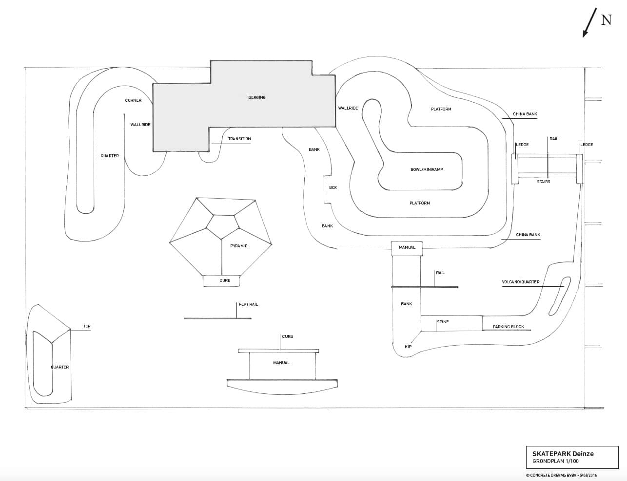 Nieuw betonnen skatepark aan jeugdcentrum Brieljant.