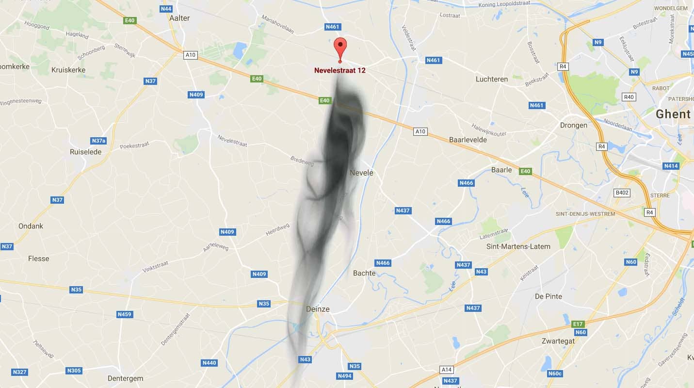 Brandgeur uit Hansbeke waaide over naar Deinze.