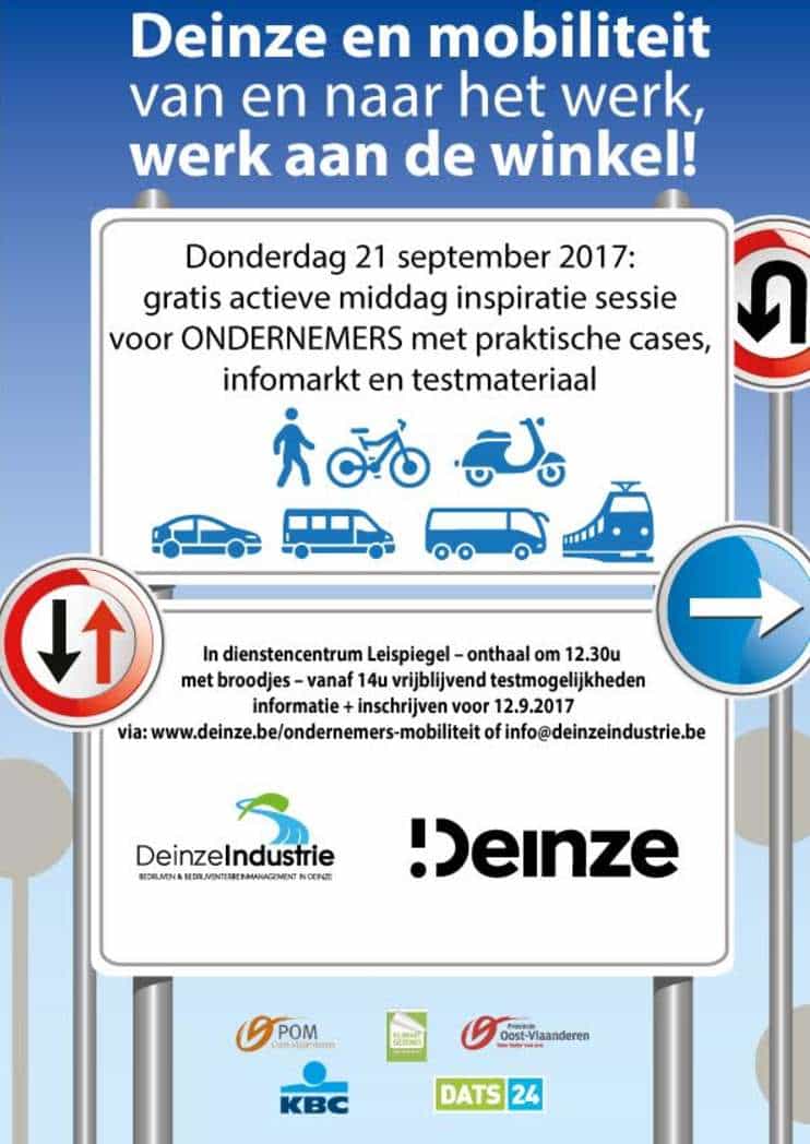 Inspiratiemoment voor ondernemers rond duurzame mobiliteit Deinze –Donderdag – 21.9.2017