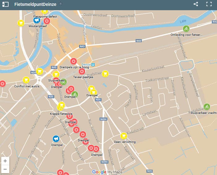 Fietsmeldpunt Deinze nu ook op kaart