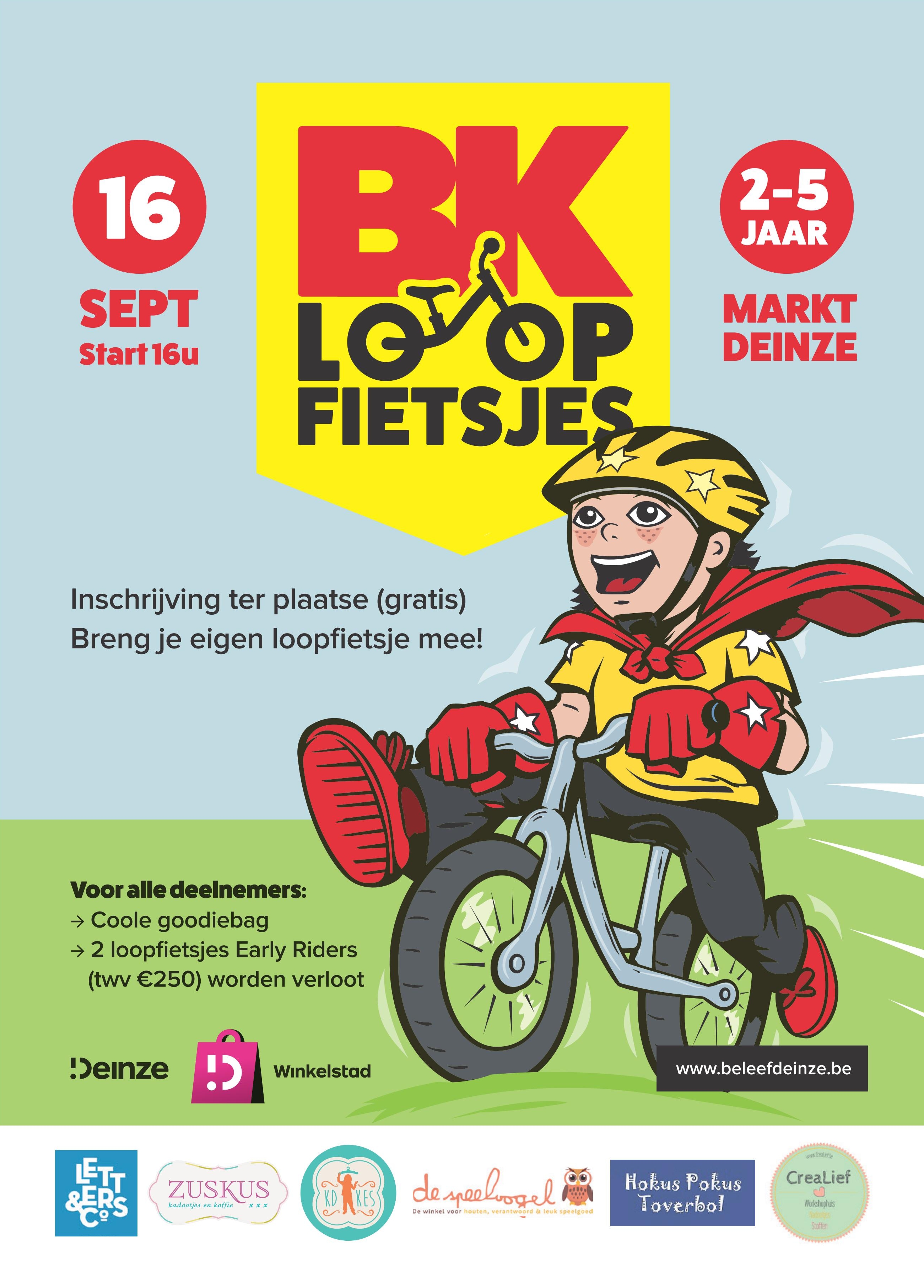 Deinze organiseert eerste BK loopfietsjes nu zondag.