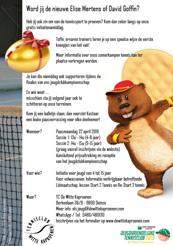 Gratis initiatienamiddag Tennis op paasmaandag 22 april
