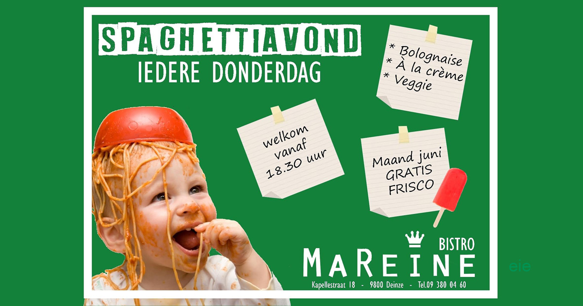 Donderdag spaghettiavond bij Bistro MaReine