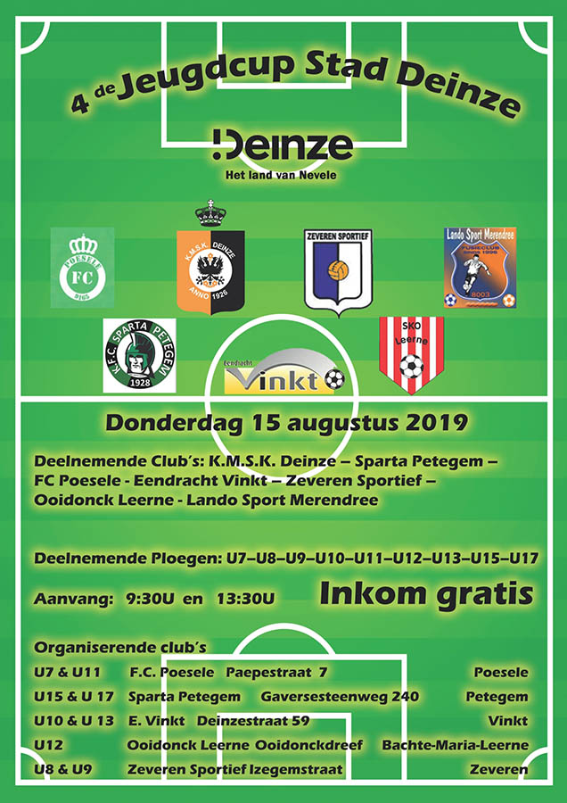 Jonge voetballers strijden voor vierde maal om jeugdcup stad Deinze
