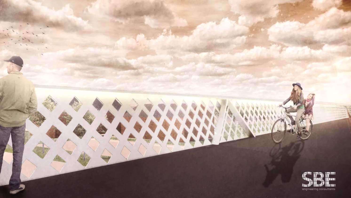 Licht op groen voor de fietsnelwegbrug boven de Volhardingslaan in Deinze