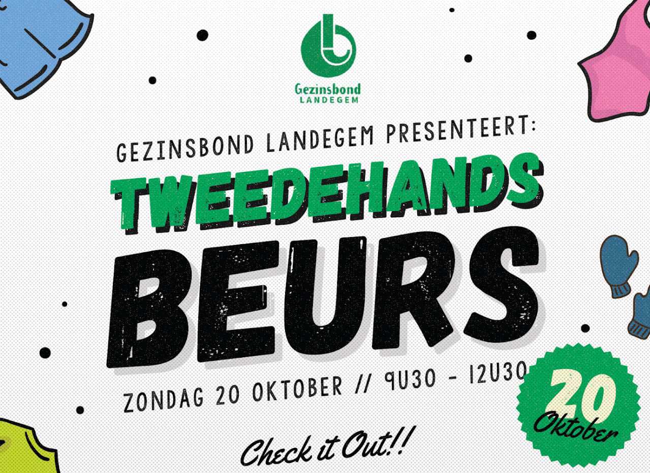 Gezinsbond Landegem organiseert zondag 20 oktober 2019 een ‘TWEEDEHANDSBEURS plus’