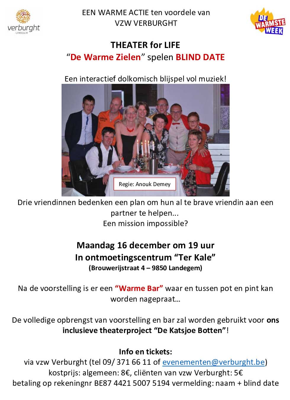 Theater for Life – “De Warme Zielen” spelen “Blind date”!