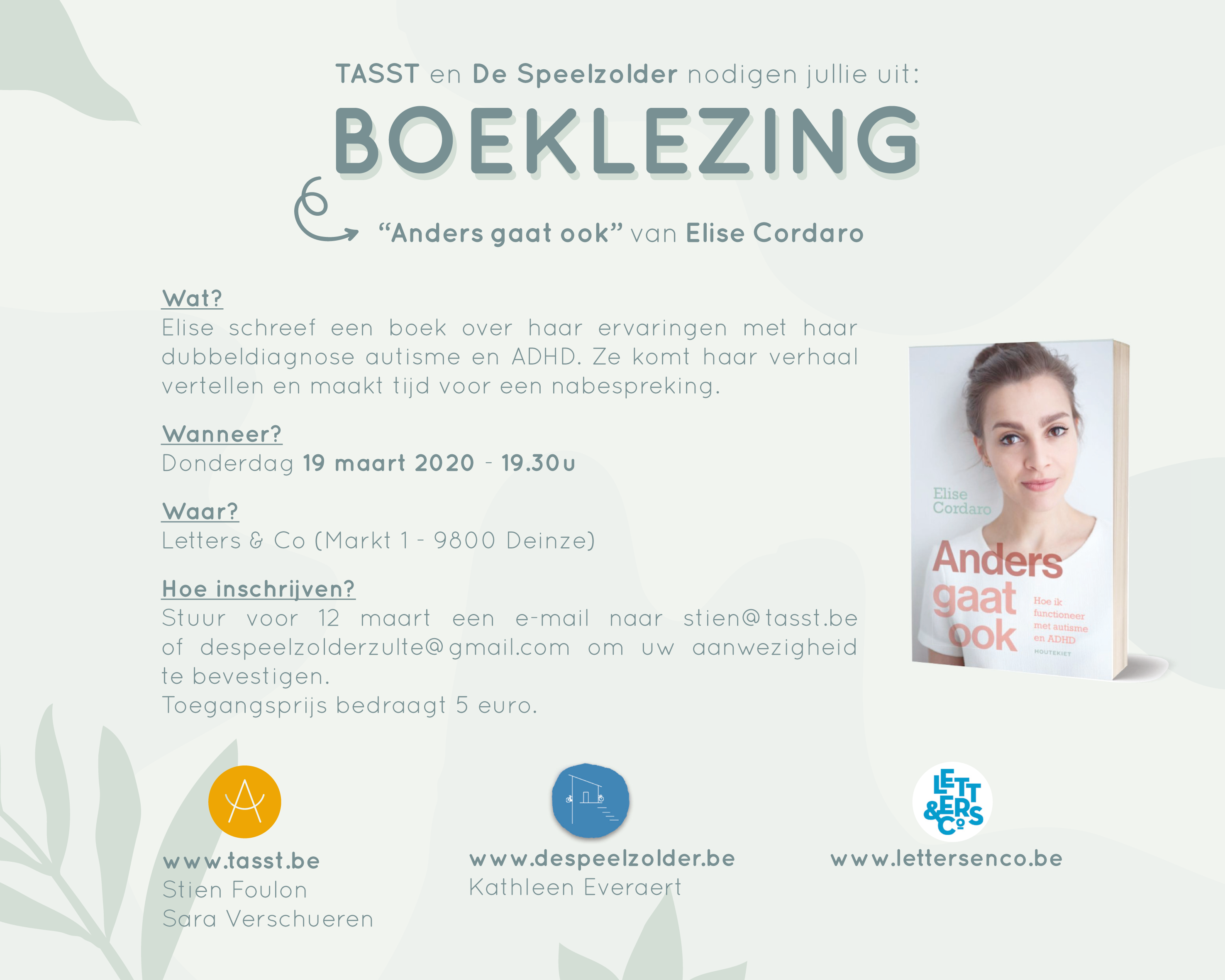 Boekvoorstelling Elise Cordaro “Anders gaat ook”